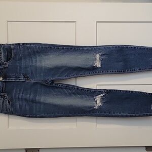 Distressed Blue Women's Cropped Jeans